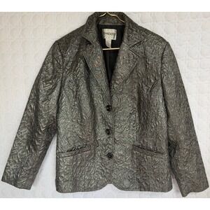 Chico's Blazer Women's Size Button Shimmer Metallic Glitz Glam Corporate Shimmer